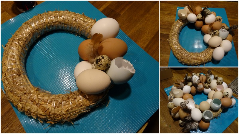 Collage Kranz und Eier